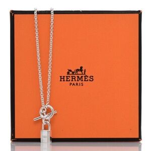 Hermès Silver Lock Pendant Necklace